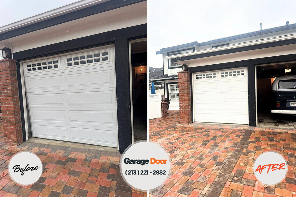 Before and after: garage door repair Hoover, AL